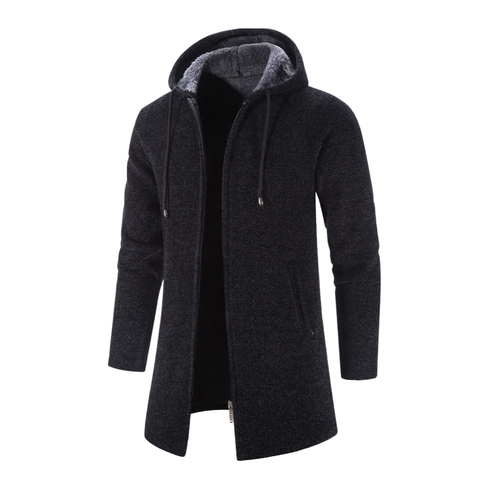 Grauer Herren Strick-Cardigan mit Kapuze - Jonas