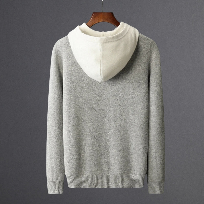 Beige-Grauer Woll-Hoodie - Lena