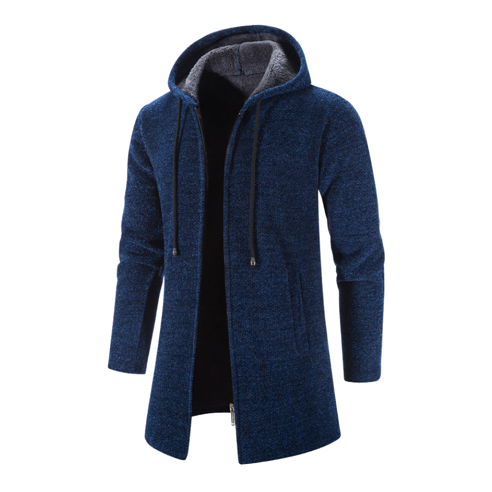 Grauer Herren Strick-Cardigan mit Kapuze - Jonas