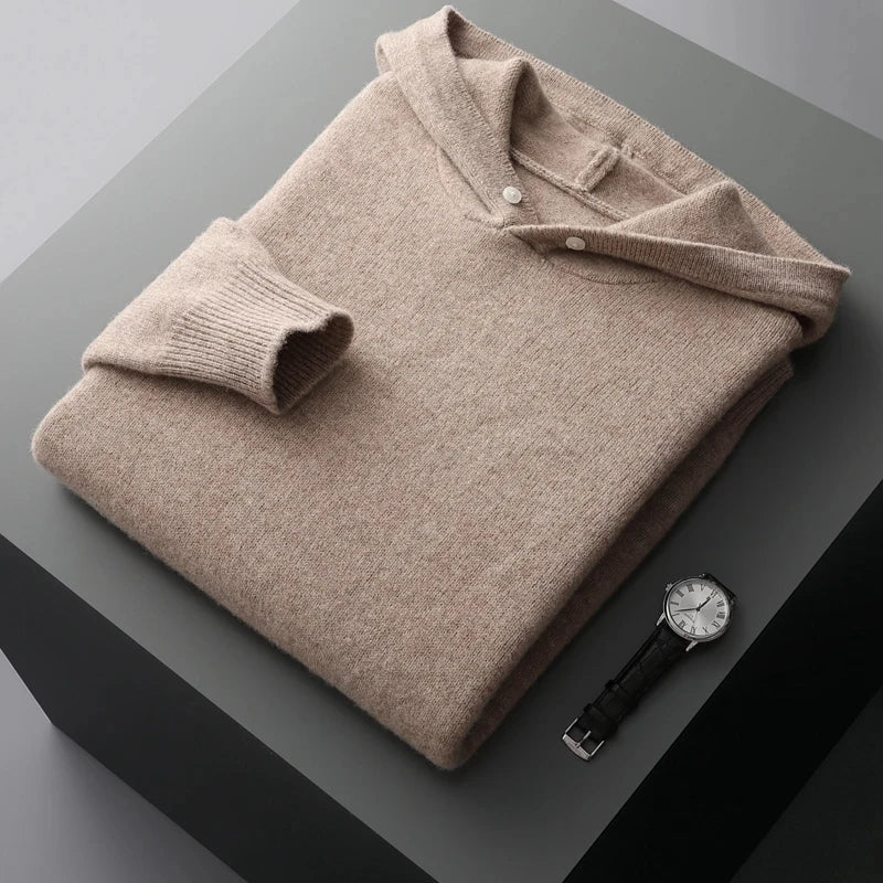 Beige-Grauer Woll-Hoodie - Lena