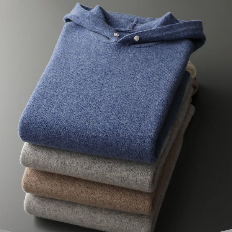 Beige-Grauer Woll-Hoodie - Lena