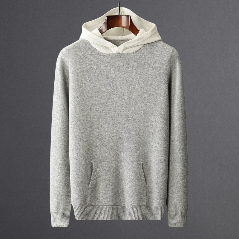 Beige-Grauer Woll-Hoodie - Lena