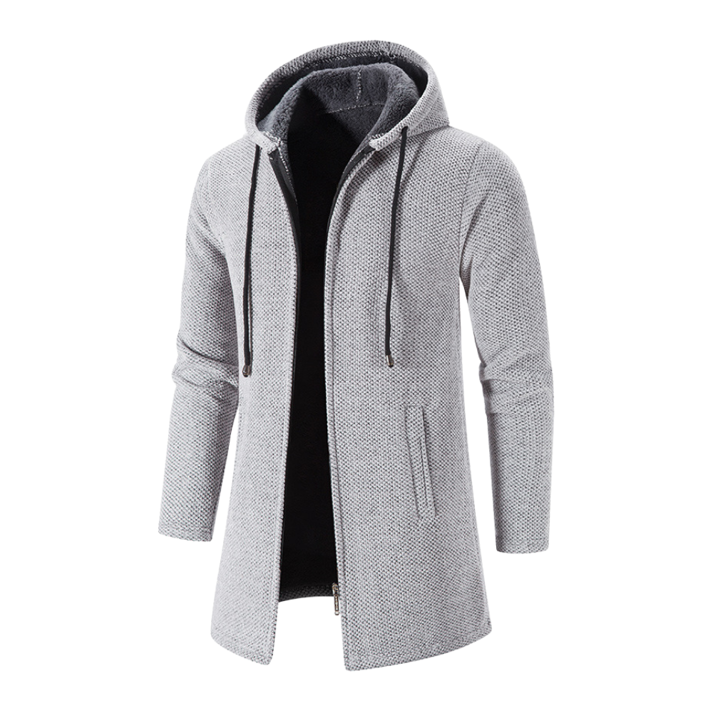 Grauer Herren Strick-Cardigan mit Kapuze - Jonas