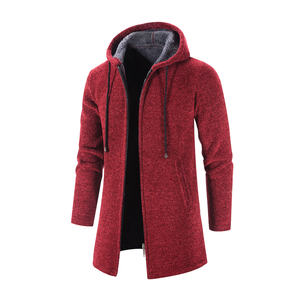 Grauer Herren Strick-Cardigan mit Kapuze - Jonas