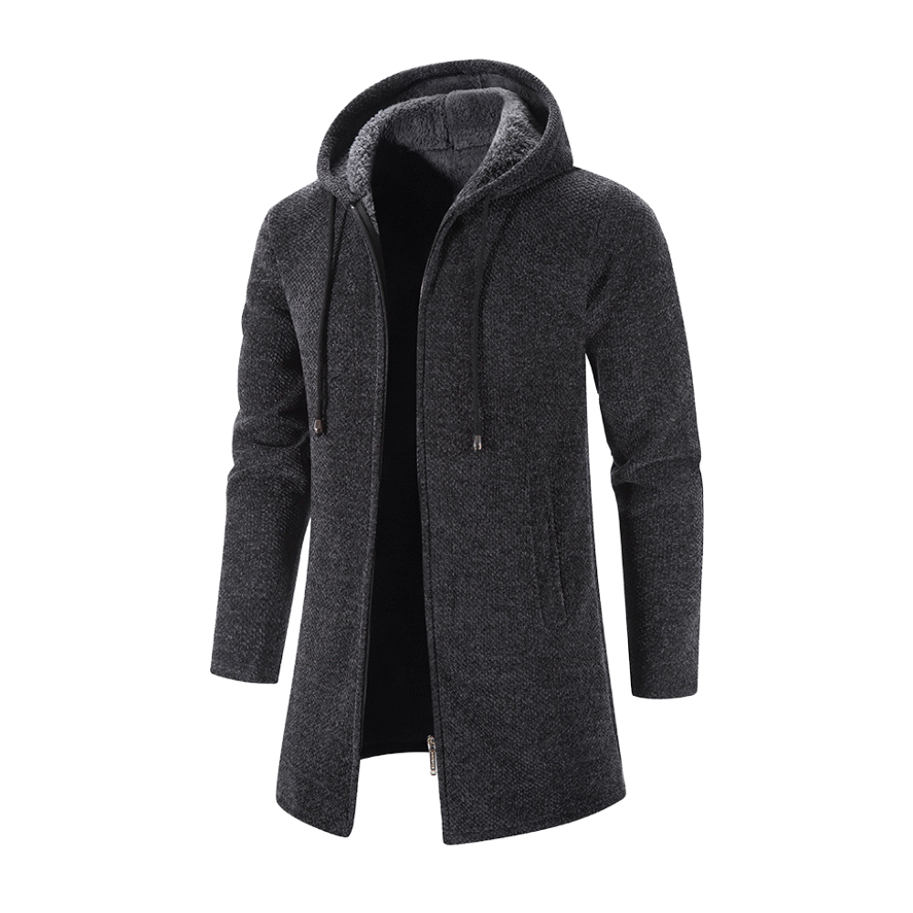 Grauer Herren Strick-Cardigan mit Kapuze - Jonas